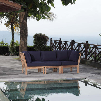Marina 3 Piece Outdoor Patio Teak Set - Natural Navy