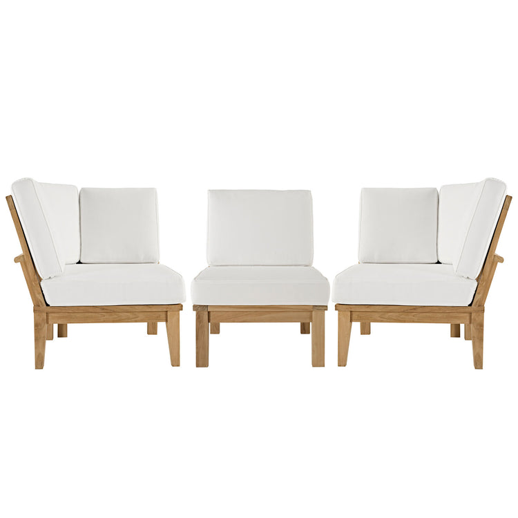 Marina 3 Piece Outdoor Patio Teak Set - Natural White
