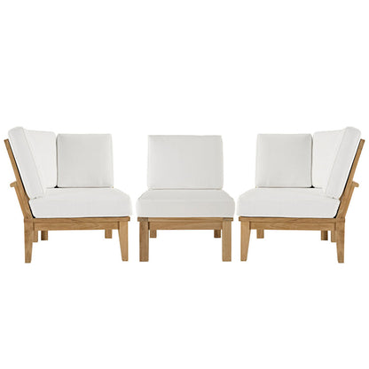 Marina 3 Piece Outdoor Patio Teak Set - Natural White