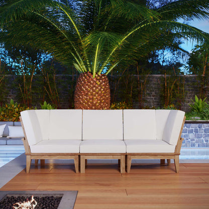Marina 3 Piece Outdoor Patio Teak Set - Natural White
