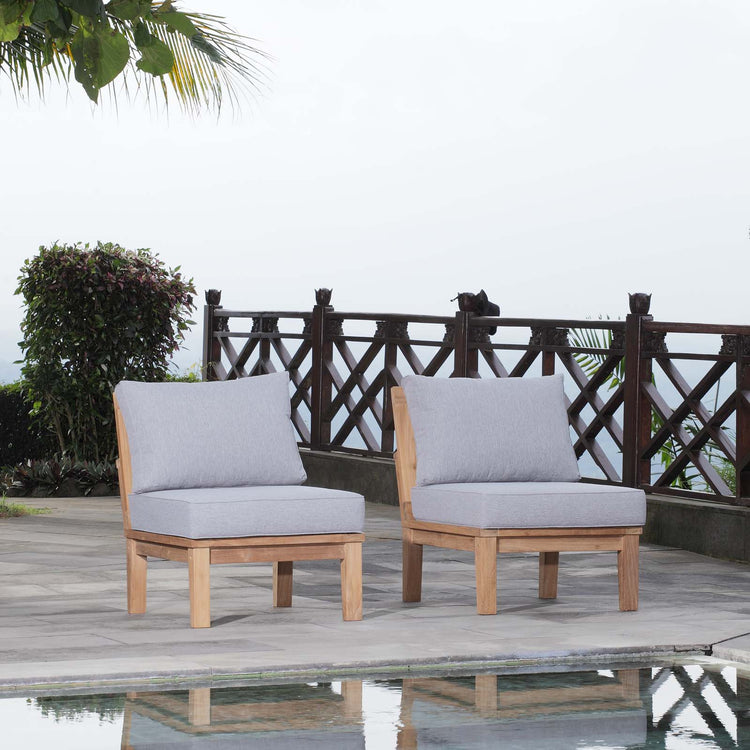 Marina 2 Piece Outdoor Patio Teak Set - Natural Gray