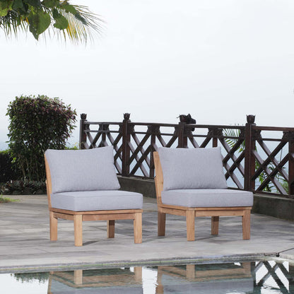 Marina 2 Piece Outdoor Patio Teak Set - Natural Gray