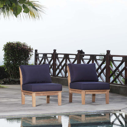 Marina 2 Piece Outdoor Patio Teak Set - Natural Navy