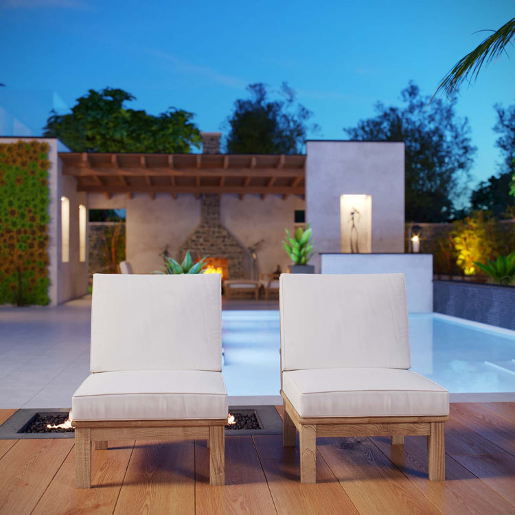 Marina 2 Piece Outdoor Patio Teak Set - Natural White