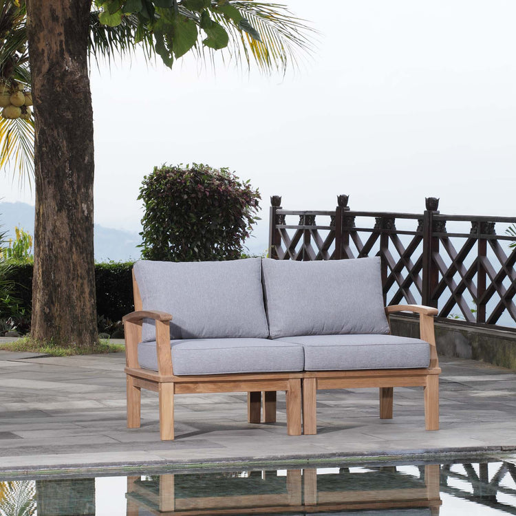 Marina 2 Piece Outdoor Patio Teak Set - Natural Gray