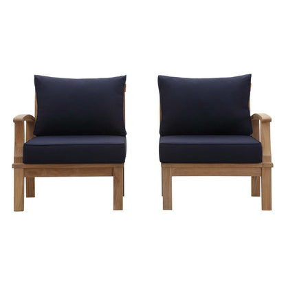 Marina 2 Piece Outdoor Patio Teak Set - Natural Navy