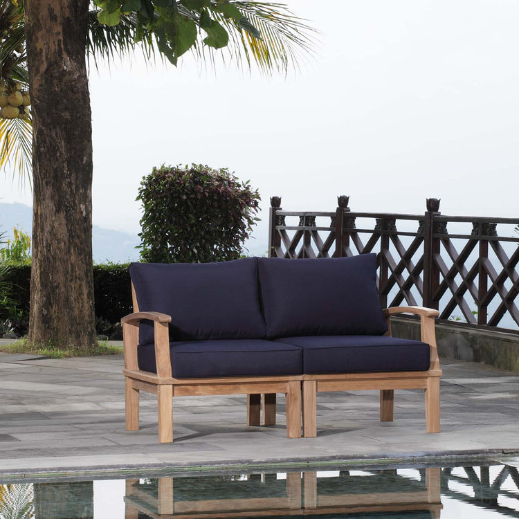 Marina 2 Piece Outdoor Patio Teak Set - Natural Navy
