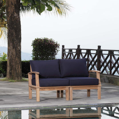 Marina 2 Piece Outdoor Patio Teak Set - Natural Navy