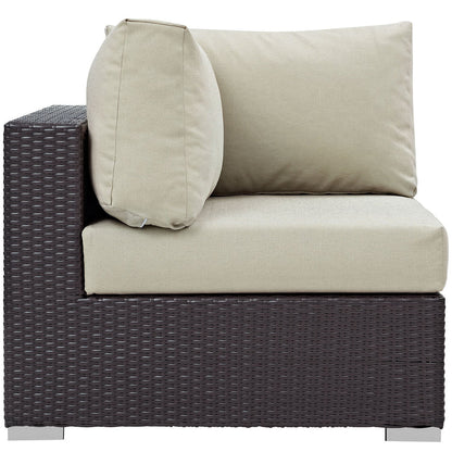 Convene 5 Piece Outdoor Patio Sectional Set - Espresso Beige