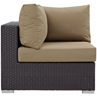 Convene 5 Piece Outdoor Patio Sectional Set - Espresso Mocha