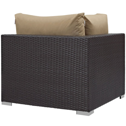 Convene 5 Piece Outdoor Patio Sectional Set - Espresso Mocha