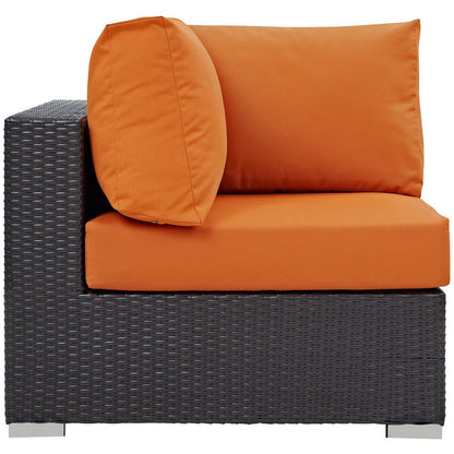 Convene 8 Piece Outdoor Sectional Set - Espresso Orange