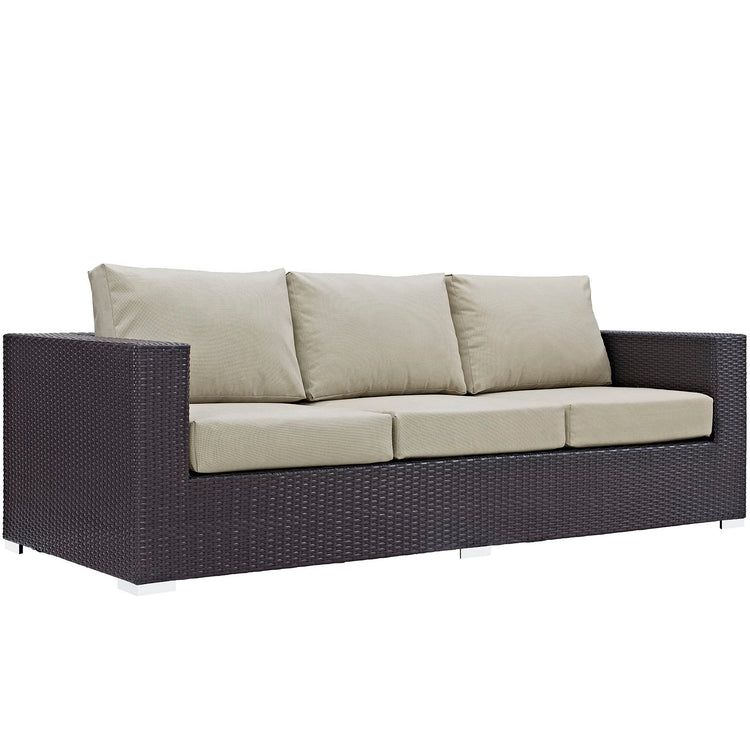 Convene Outdoor Patio Sofa - Espresso Beige