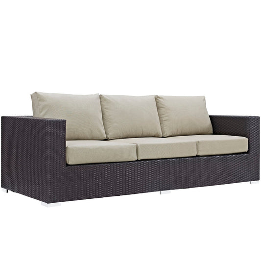 Convene Outdoor Patio Sofa - Espresso Beige