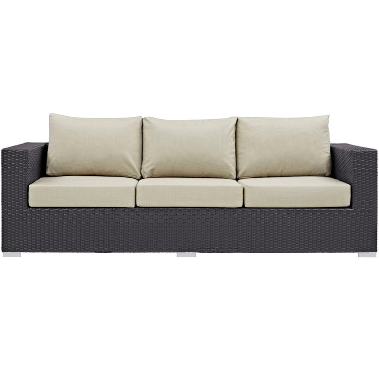 Convene 3 Piece Set Outdoor Patio with Fire Pit - Espresso Beige