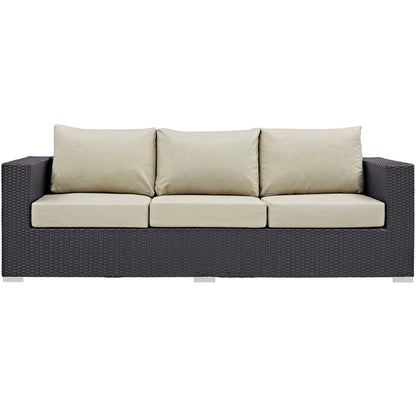 Convene 3 Piece Set Outdoor Patio with Fire Pit - Espresso Beige