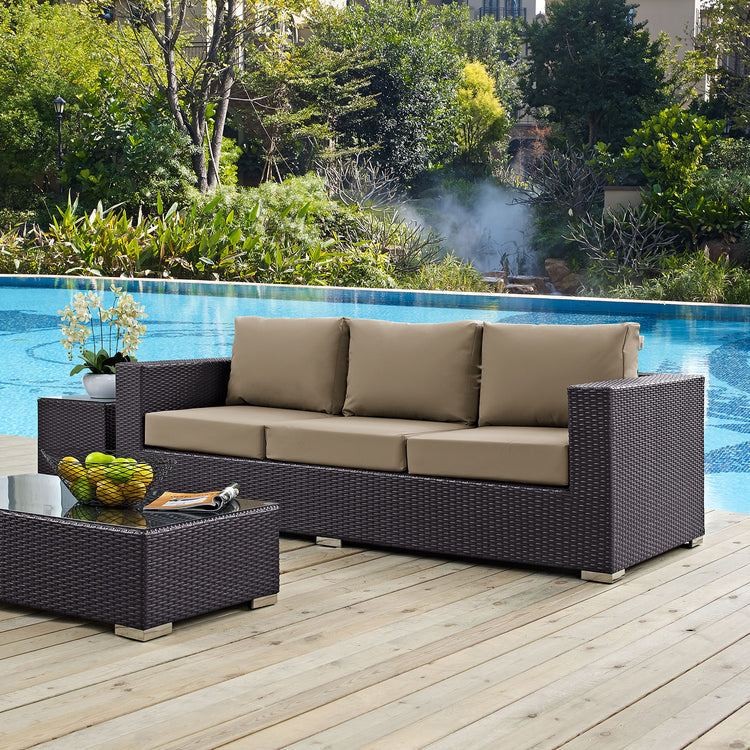 Convene Outdoor Patio Sofa - Espresso Mocha