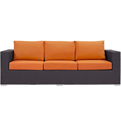 Convene 3 Piece Outdoor Patio Sofa Set - Espresso Orange