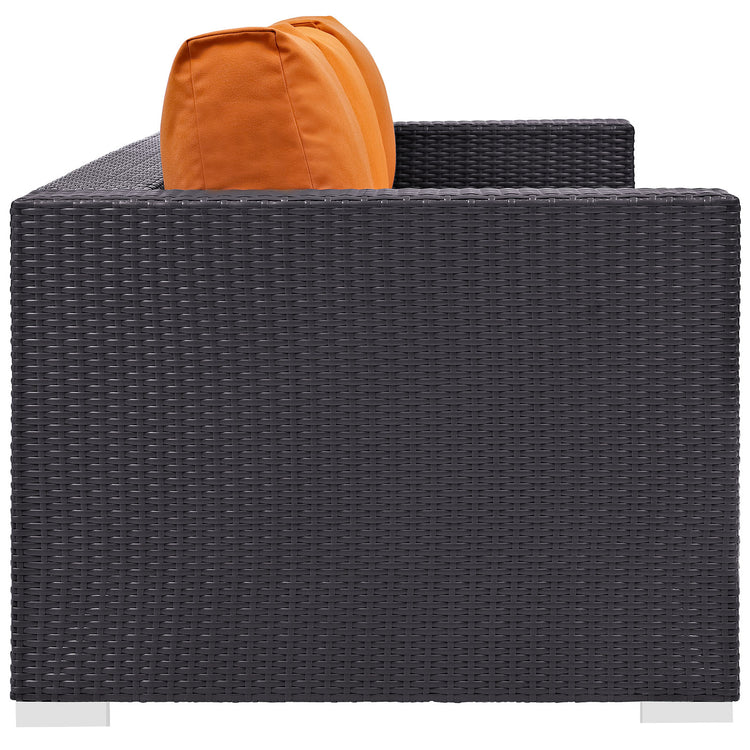 Convene Outdoor Patio Sofa - Espresso Orange