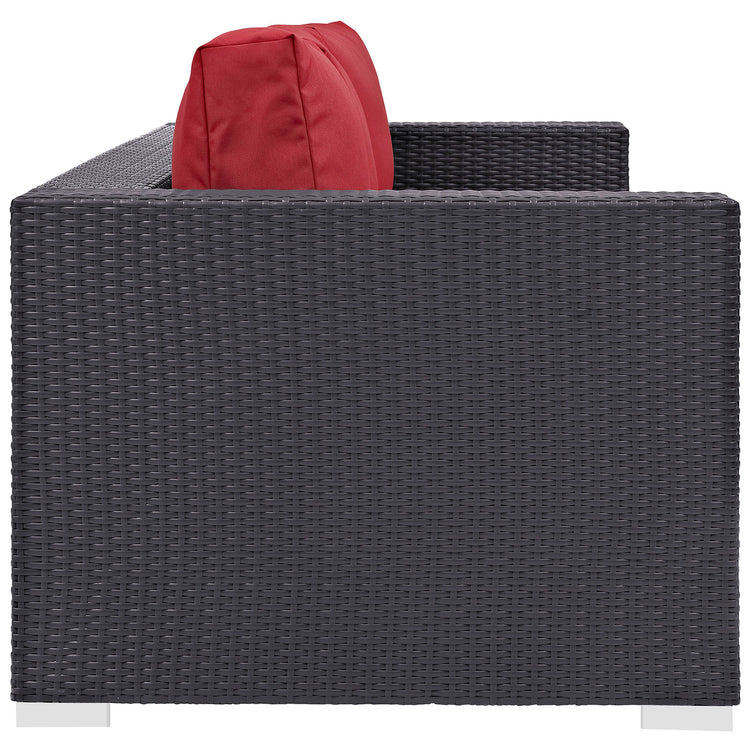 Convene Outdoor Patio Sofa - Espresso Red
