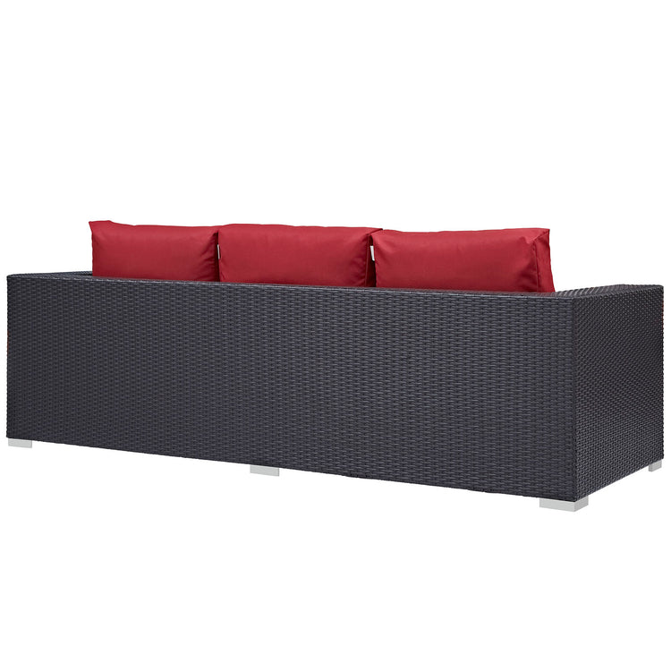Convene Outdoor Patio Sofa - Espresso Red