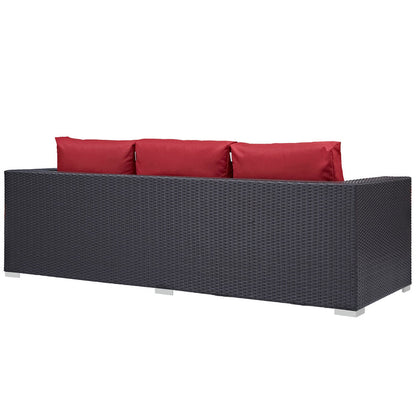 Convene Outdoor Patio Sofa - Espresso Red