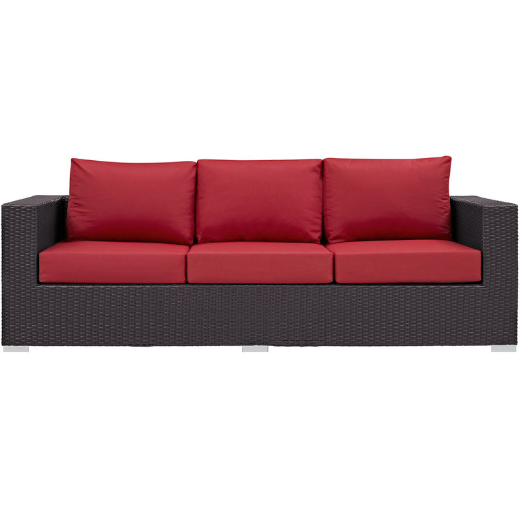 Convene 3 Piece Set Outdoor Patio with Fire Pit - Espresso Red