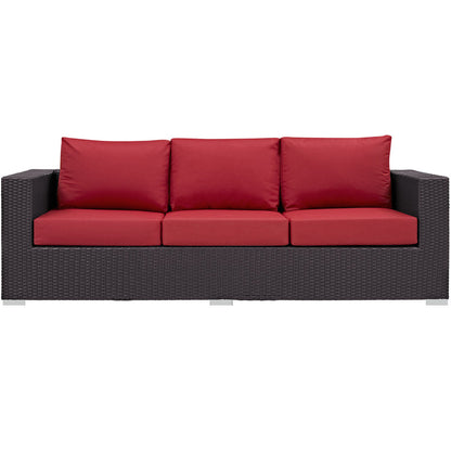 Convene Outdoor Patio Sofa - Espresso Red