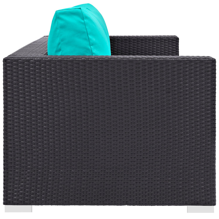 Convene 3 Piece Outdoor Patio Sofa Set - Espresso Turquoise