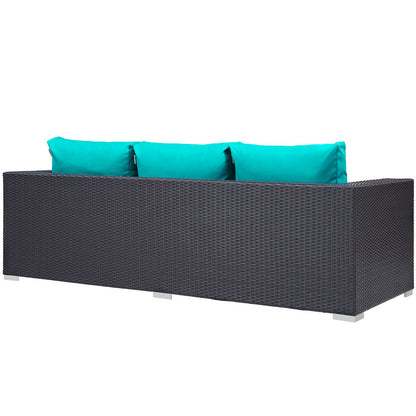 Convene Outdoor Patio Sofa - Espresso Turquoise