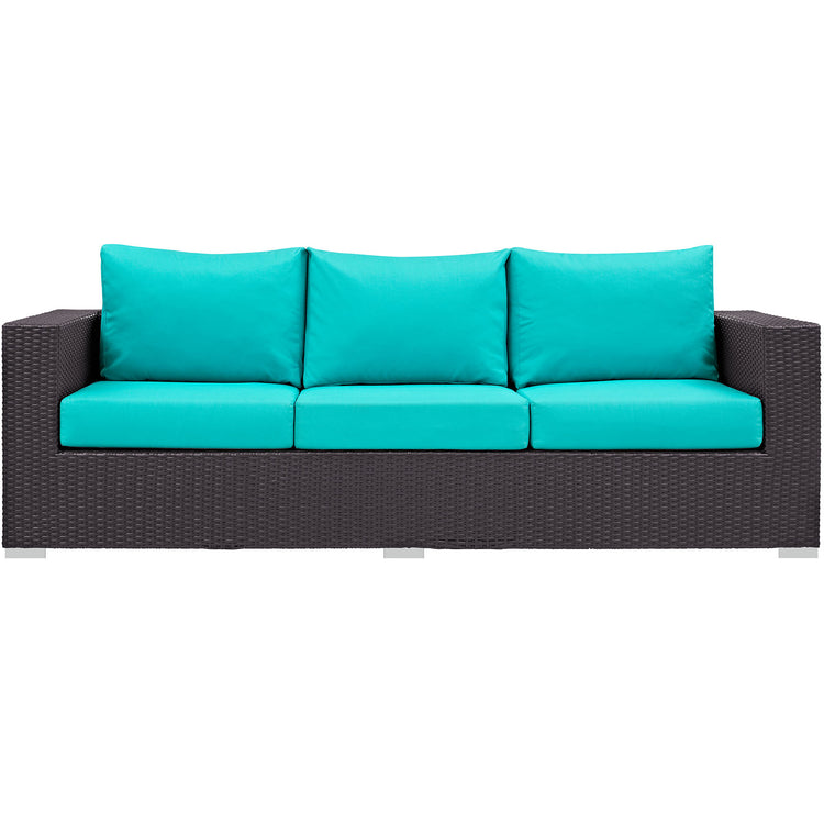 Convene 3 Piece Set Outdoor Patio with Fire Pit - Espresso Turquoise