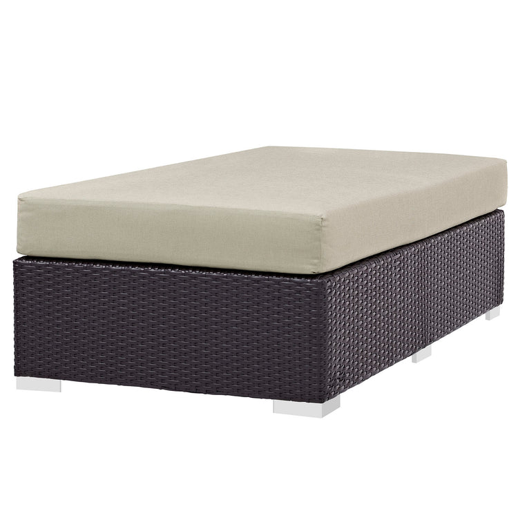 Convene Outdoor Patio Fabric Rectangle Ottoman - Espresso Beige