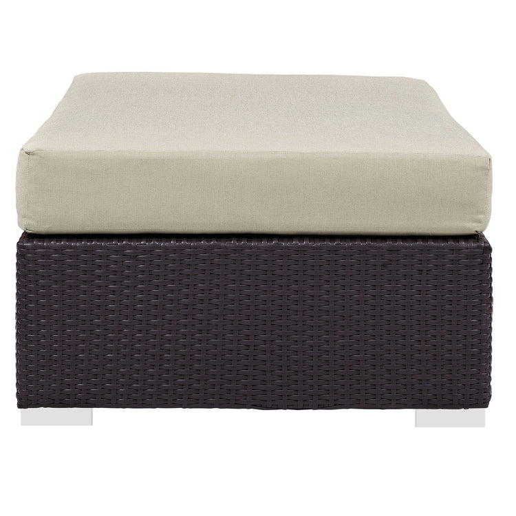 Convene Outdoor Patio Fabric Rectangle Ottoman - Espresso Beige