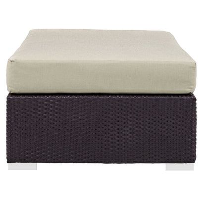 Convene Outdoor Patio Fabric Rectangle Ottoman - Espresso Beige