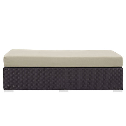 Convene Outdoor Patio Fabric Rectangle Ottoman - Espresso Beige