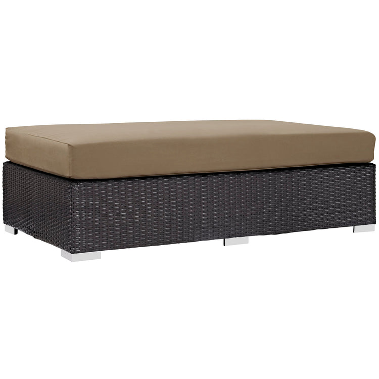 Convene Outdoor Patio Fabric Rectangle Ottoman - Espresso Mocha