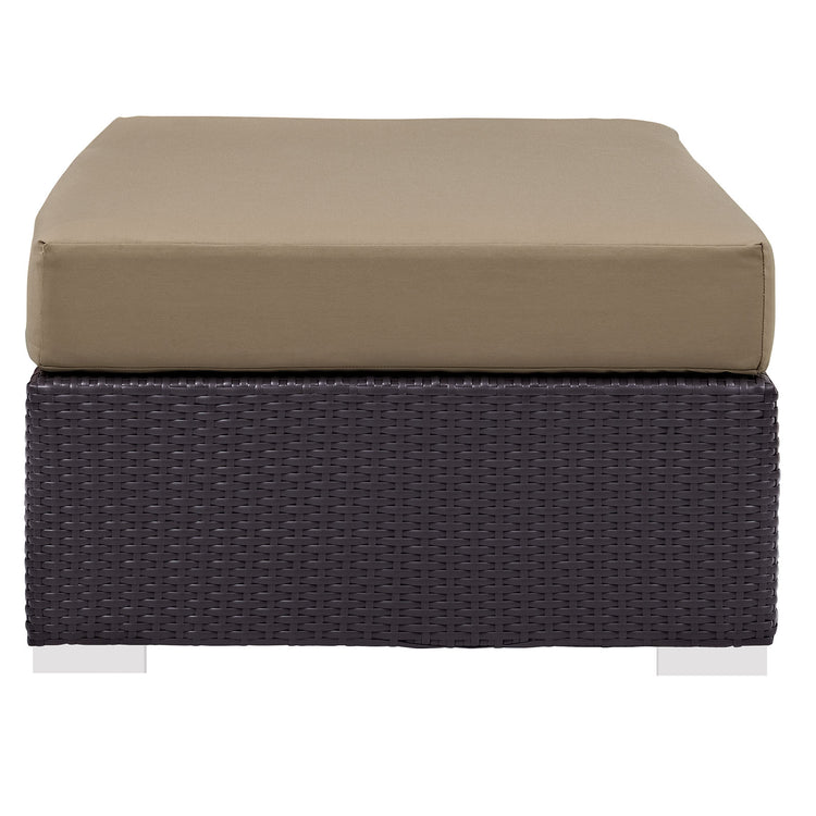 Convene Outdoor Patio Fabric Rectangle Ottoman - Espresso Mocha