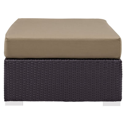 Convene Outdoor Patio Fabric Rectangle Ottoman - Espresso Mocha