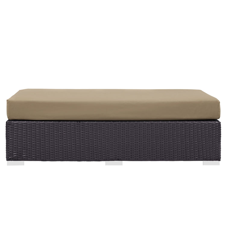 Convene Outdoor Patio Fabric Rectangle Ottoman - Espresso Mocha