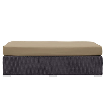 Convene Outdoor Patio Fabric Rectangle Ottoman - Espresso Mocha