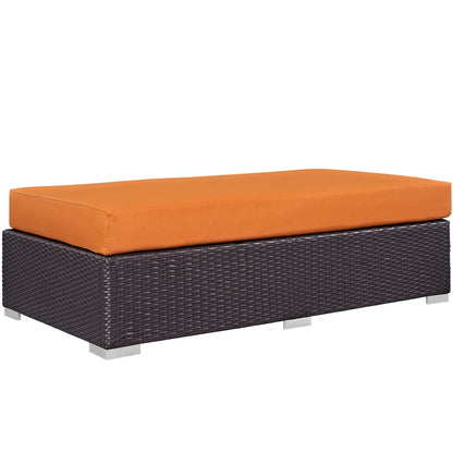 Convene Outdoor Patio Fabric Rectangle Ottoman - Espresso Orange