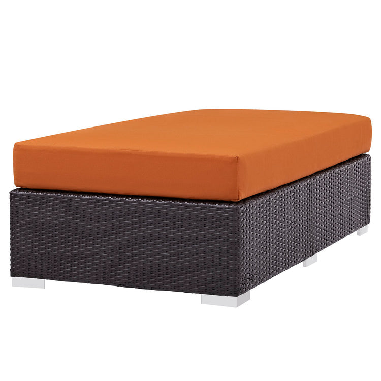 Convene Outdoor Patio Fabric Rectangle Ottoman - Espresso Orange