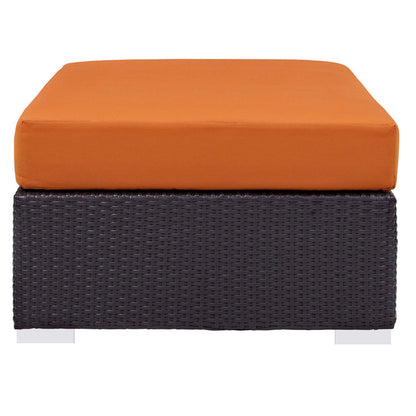 Convene Outdoor Patio Fabric Rectangle Ottoman - Espresso Orange