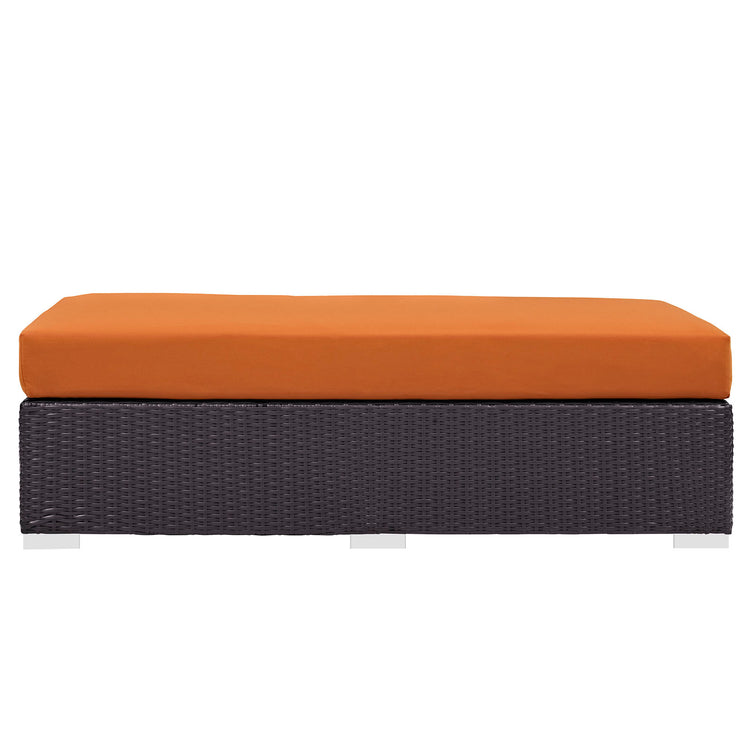 Convene Outdoor Patio Fabric Rectangle Ottoman - Espresso Orange