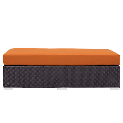 Convene Outdoor Patio Fabric Rectangle Ottoman - Espresso Orange