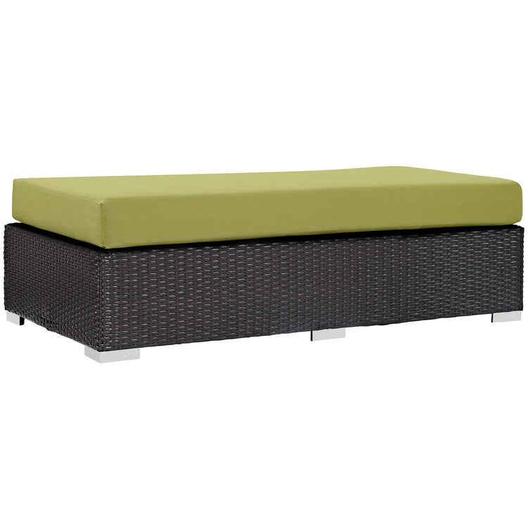 Convene Outdoor Patio Fabric Rectangle Ottoman - Espresso Peridot