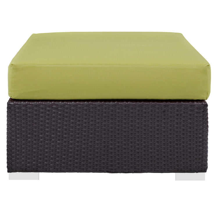 Convene Outdoor Patio Fabric Rectangle Ottoman - Espresso Peridot