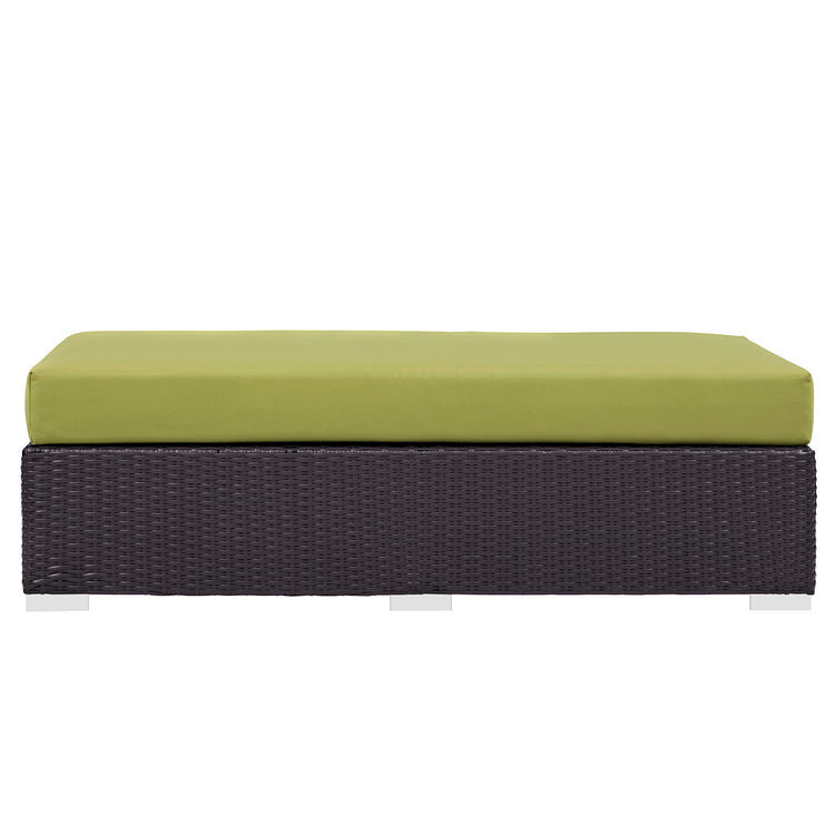 Convene Outdoor Patio Fabric Rectangle Ottoman - Espresso Peridot