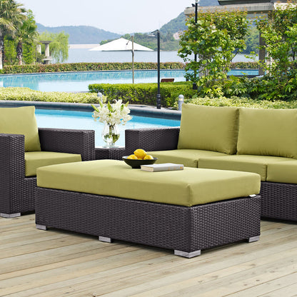 Convene Outdoor Patio Fabric Rectangle Ottoman - Espresso Peridot