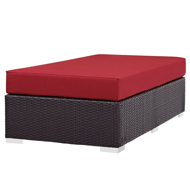 Convene Outdoor Patio Fabric Rectangle Ottoman - Espresso Red